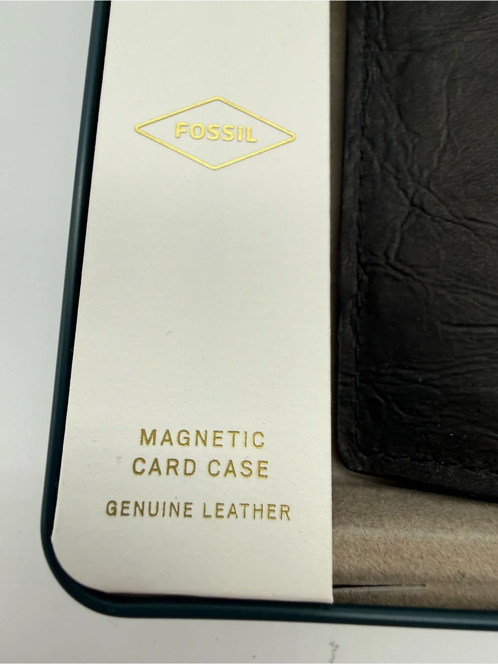 Fossil Black Leather Card Phone Sleeve